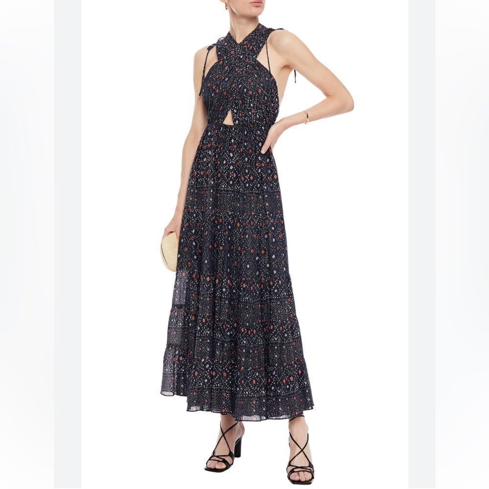 Ulla Johnson Black Maxi Dress with Multicolor Floral Print